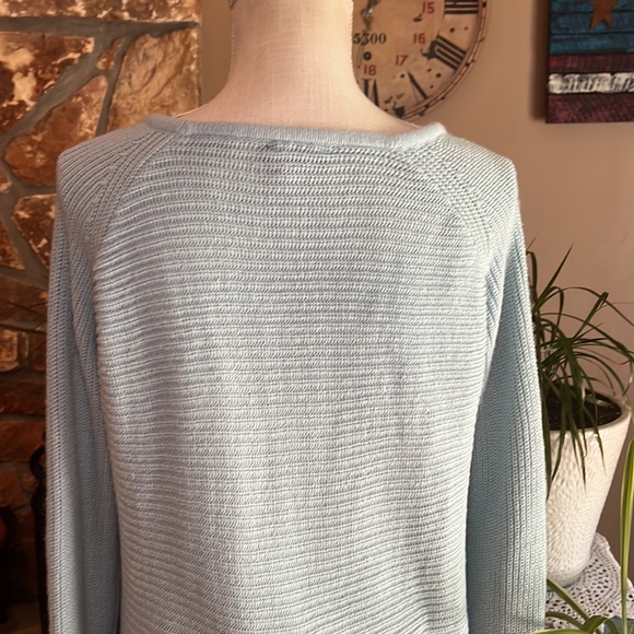 Ana Crewneck Sweater Criss-Cross Sleeve Detail Size XL Light Blue - Picture 9 of 13